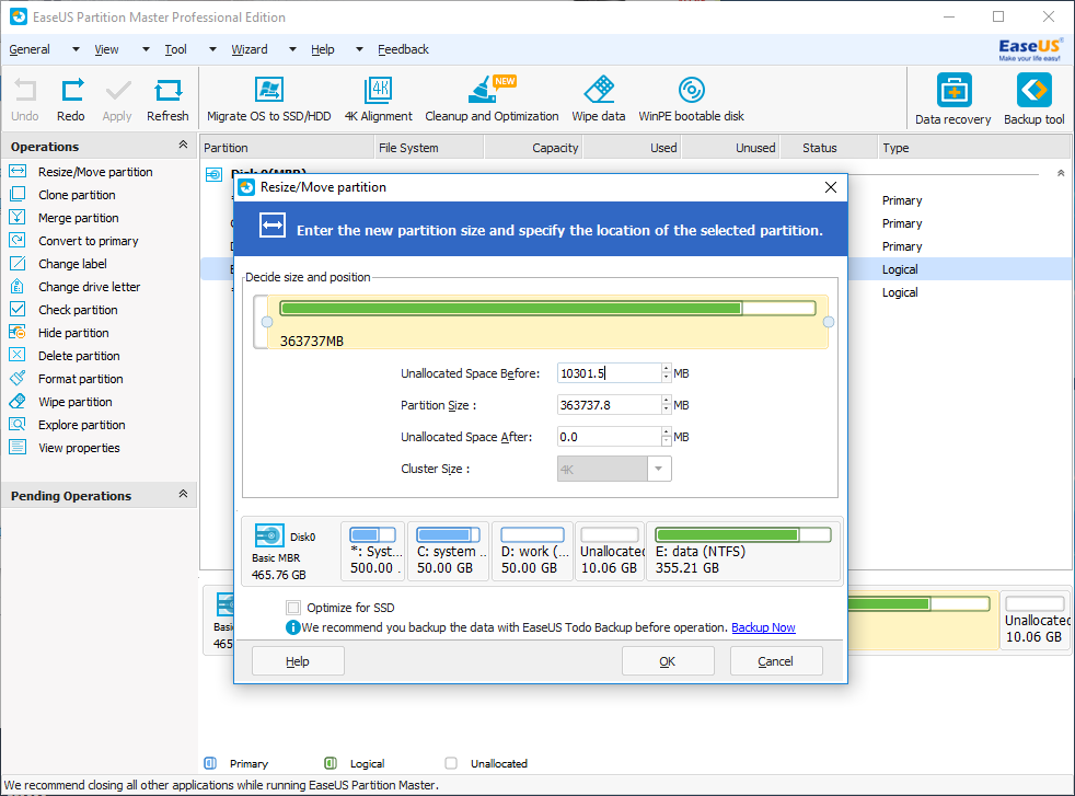 easeus partition master free 12.8